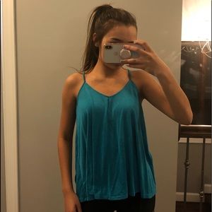 BLUE CROCHET BACK TANK TOP